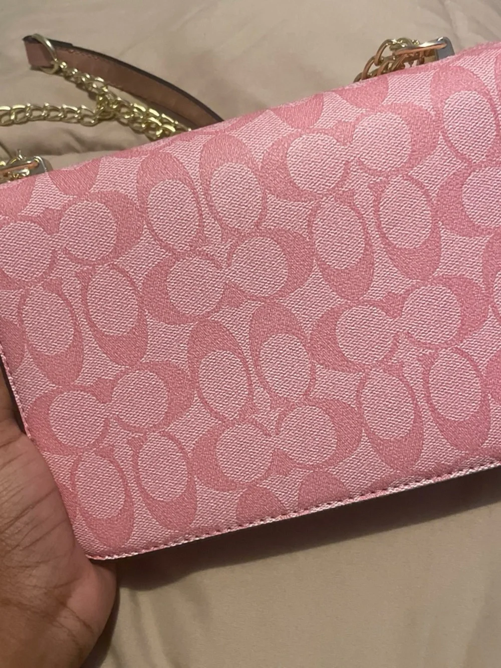 Coach Pink Signature Chain Crossbody